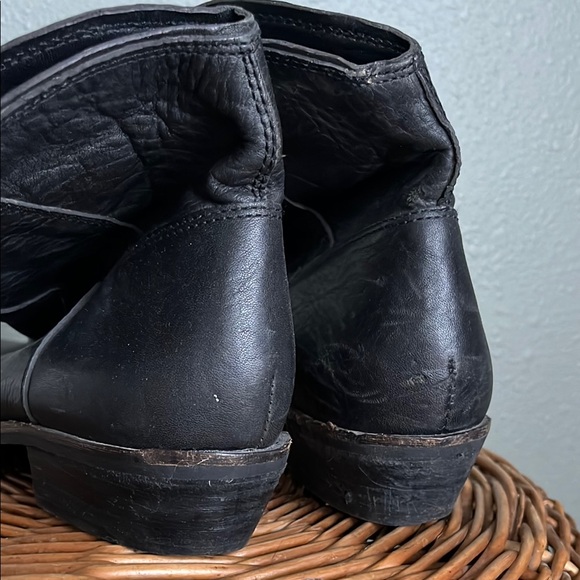 Black Leather Ankle Cowboy Boots - Picture 4 of 7